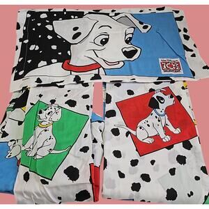 Vintage 101 Dalmatians Twin Bedding 3 Piece Sheet Flat Sheet Pillowcase Disney